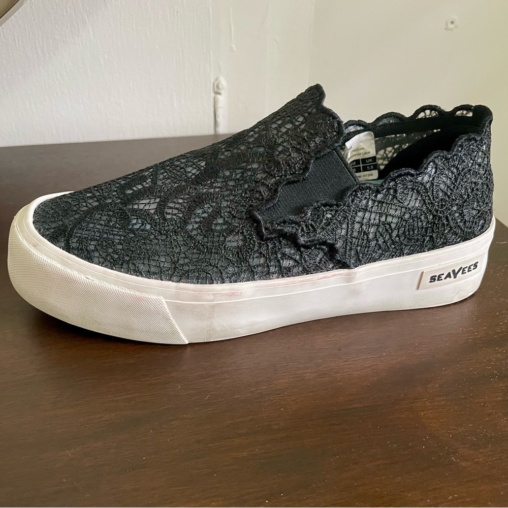 SeaVees Lacey Black and White Slip-On Sneakers